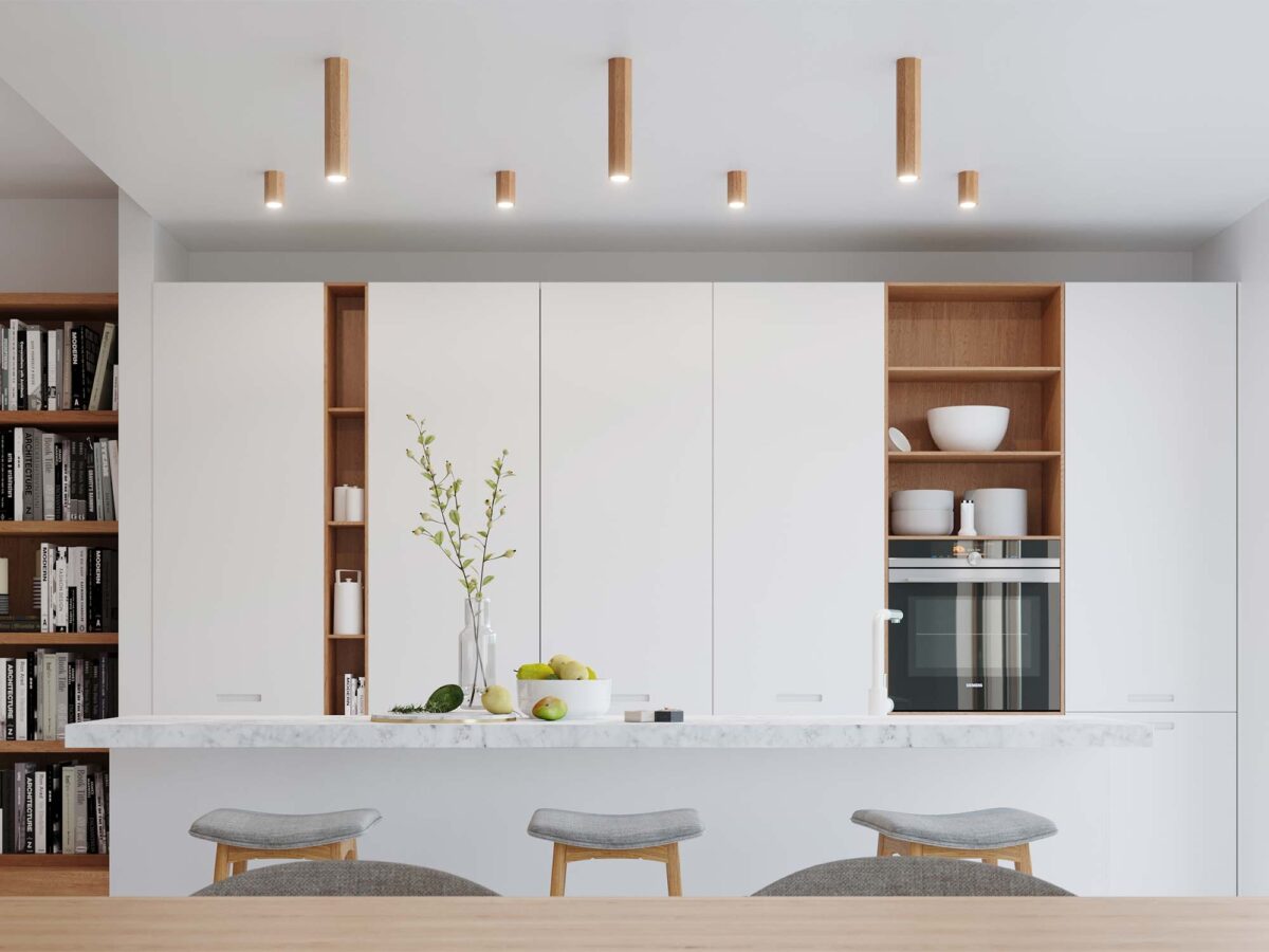Světlá kuchyně ve stylu minimal