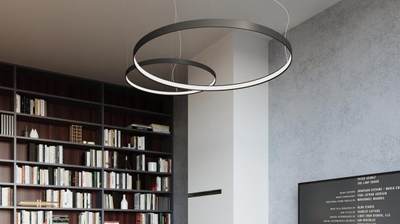 Miniaturka 3 - Lampa LED z podwójnym pierścieniem do salonu z wysokim sufitem