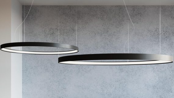Miniaturka 5 - Designerska lampa LED z podwójnym pierścieniem do salonu