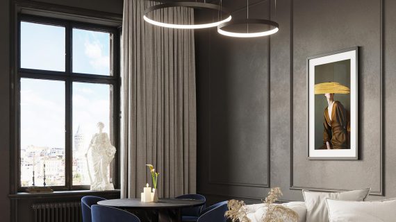 Miniaturka 7 - Minimalistyczna lampa LED w czarnym wykończeniu do salonu