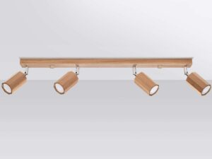 Miniaturka 1 - Minimalistyczna szyna LED w jasnym drewnie z dwoma reflektorami