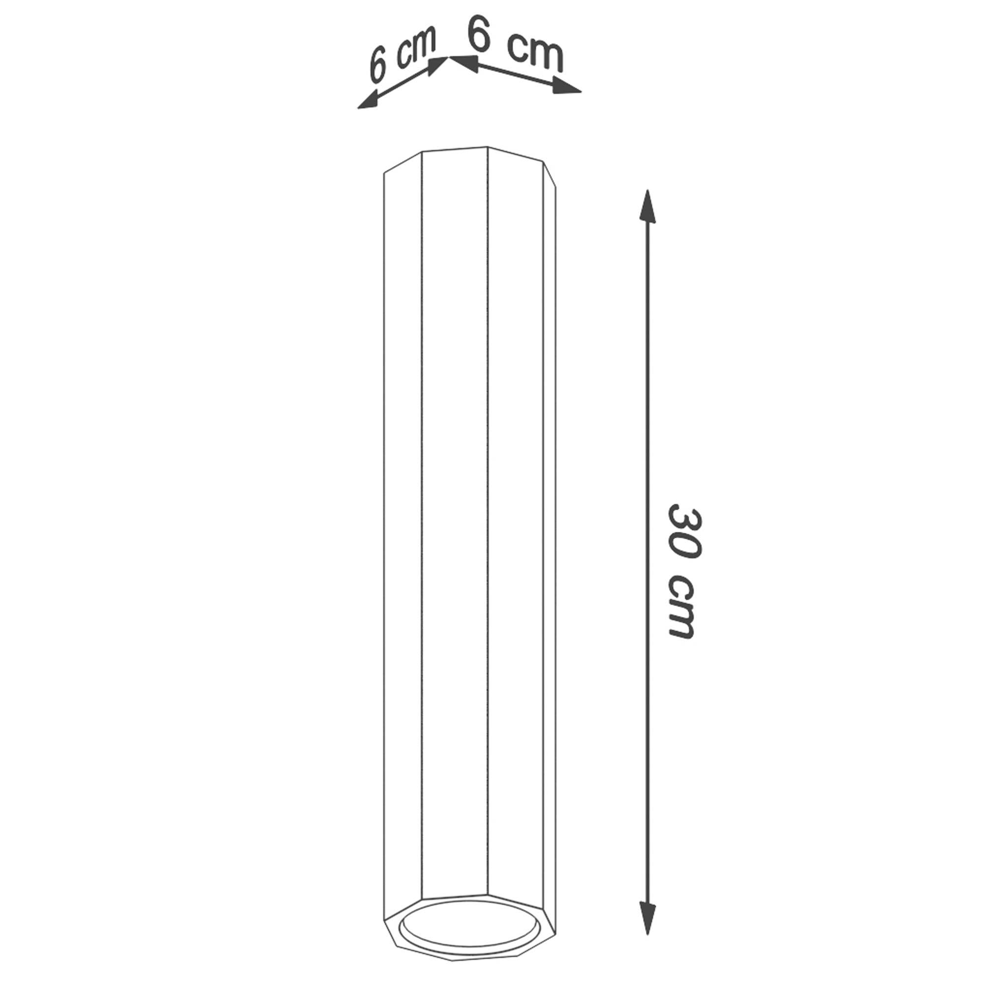Rysunek wymiarowy drewnianej tuby LED – 30 cm Rysunek wymiarowy drewnianej tuby LED – 30 cm
