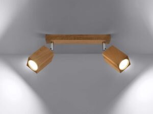 Miniatura 2 - Dvojitý LED reflektor v dřevěné oprawie zamontowany na stěně