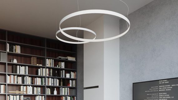 Miniaturka 17 - Lampa LED wisząca z podwójnym pierścieniem do stylowego salonu
