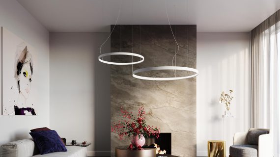 Miniaturka 20 - Designerska lampa LED z podwójnym pierścieniem do salonu