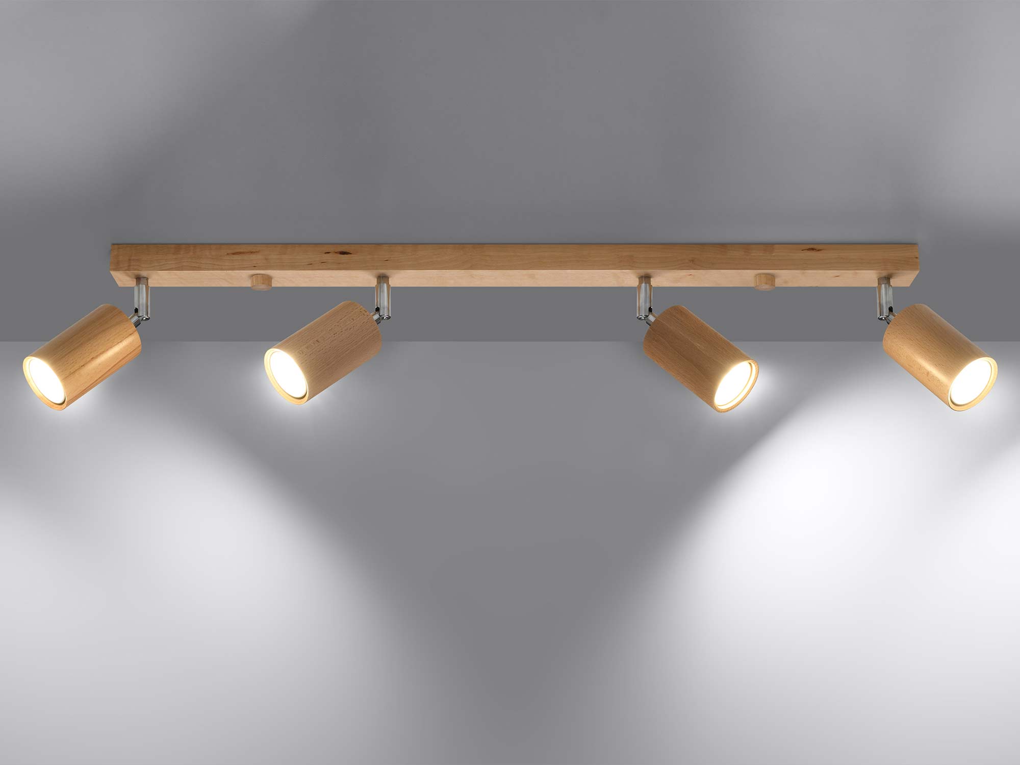 Szyna z dwoma drewnianymi reflektorami LED Szyna z dwoma drewnianymi reflektorami LED