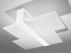 Miniaturka 1 - Geometryczna lampa sufitowa LED z białych prostokątów