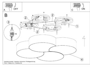 Miniatura 7 - Designová stropní lampa s čtyřmi bílými kruhy LED