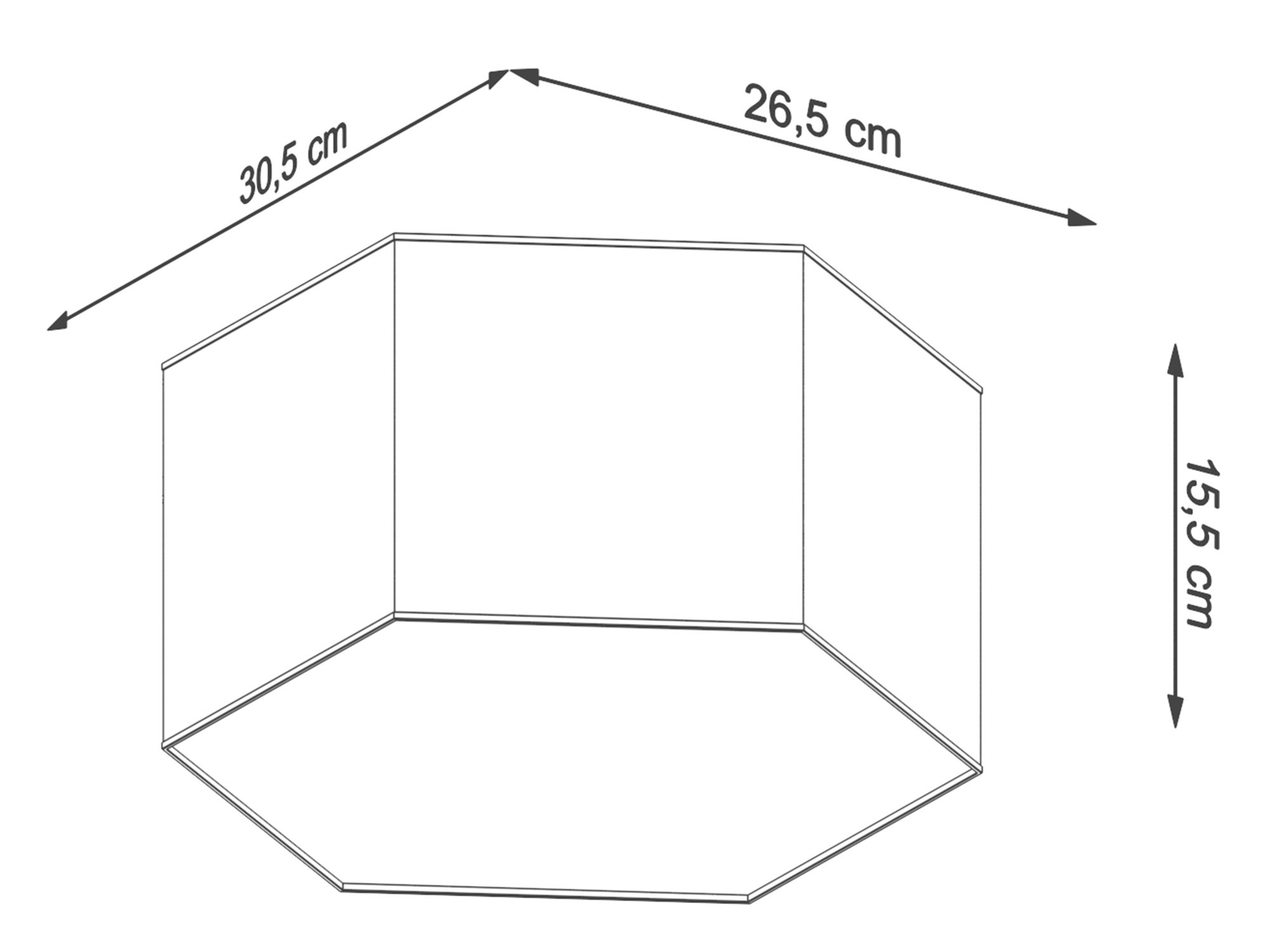 Schemat techniczny plafonu LED sześciokątnego 26,5 × 30,5 cm Schemat techniczny plafonu LED sześciokątnego 26,5 × 30,5 cm