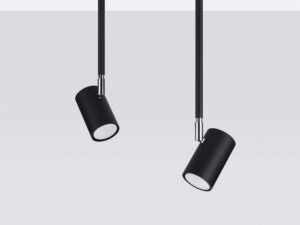 Miniaturka 1 - Dwie czarne lampy natynkowe w minimalistycznym wnętrzu