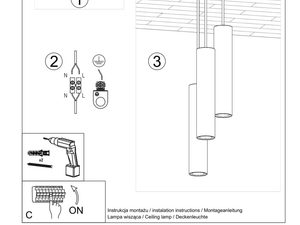 Miniatura 8 - Montaz wiszacej lampy LED z cylindrycznymi kloszami