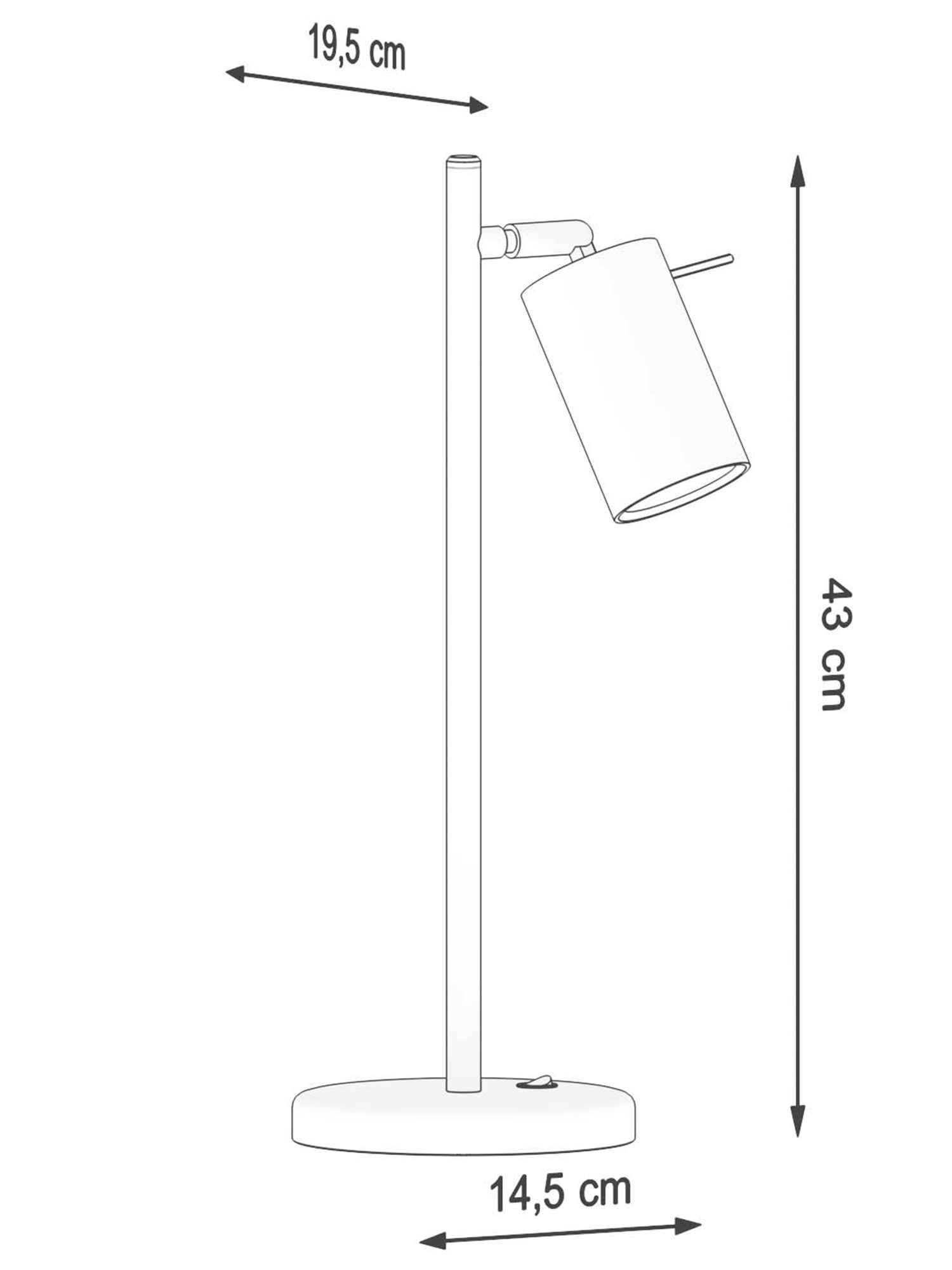 Rysunek techniczny białej lampki biurkowej LED Rysunek techniczny białej lampki biurkowej LED