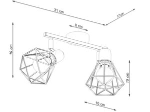 Miniatura 7 - Technický výkres lampy dwupunktowej s černými stínidly