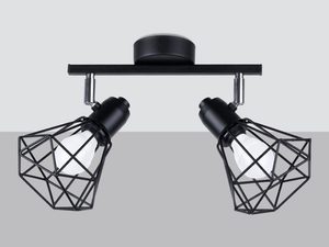 Miniatura 5 - Černá stropní lampa se dvěma geometrickými stínidly, loftový obývací pokoj
