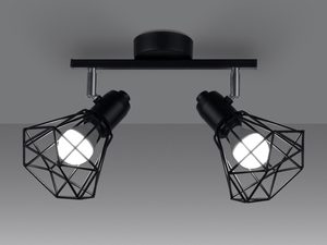 Miniatura 6 - Černá stropní lampa se dvěma zdroji světla, industriální styl