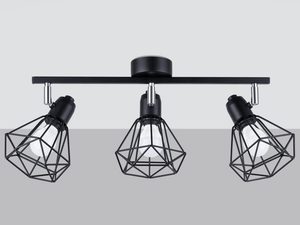 Miniatura 4 - Černá stropní lampa se třemi stínidly ve stylu loftovém do obývacího pokoje