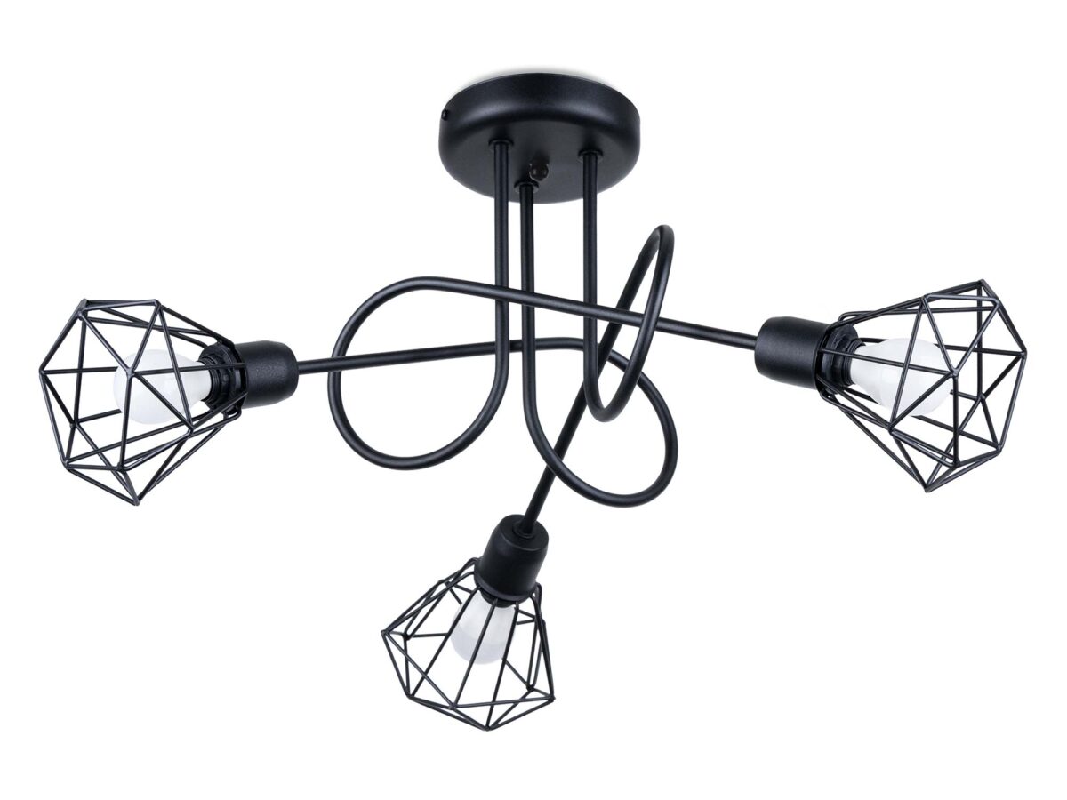 Loft-Kronleuchter aus schwarzem Stahl 48 cm KALISTO 3S