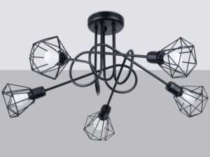 Miniaturka 1 - Lampa sufitowa z kloszami w kształcie diamentów – styl retro
