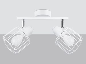 Miniatura 2 - Bílá dvojitá lampa z stínidly klatkowymi – montáž stropní