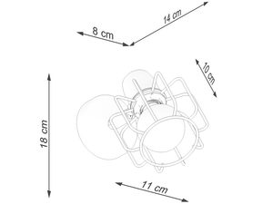 Miniatura 8 - Technický výkres lampy z stínidlem siatkowym – 18 cm výšky