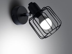 Miniatura 6 - Černá nástěnná LED lampa z stínidlem siatkowym – industriální