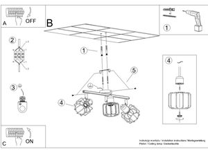 Miniatura 6 - Montážní schéma trojité lampy z stínidly ve stylu klatki