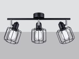 Miniatura 4 - Černá trojitá lampa z industrialnymi stínidly typu klatka