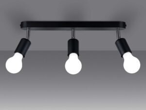 Miniaturka 2 - Lampa sufitowa z trzema reflektorami w stylu industrialnym – czarna listwa