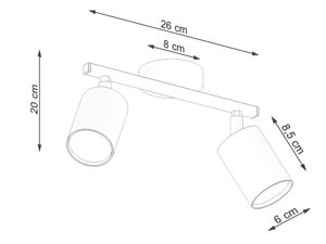 Miniatura 7 - Technické schéma podwójnej j svítidla LED s rozměry