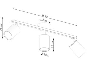 Miniatura 7 - Montážní schéma stropního svítidla se třemi body LED