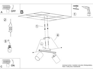Miniatura 8 - Montážní schéma černé lampy se třemi body LED