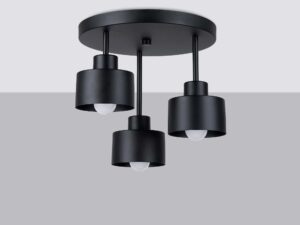 Miniatura 1 - Trzypunktowa stropní lampa – cylindryczne klosze v czerni