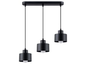 Miniatúra 8 - Tri čierne závesné lampy s kovovými tienidlami
