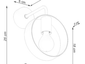 Miniaturka 7 - Rysunek techniczny kinkietu ściennego – wysokość 25 cm