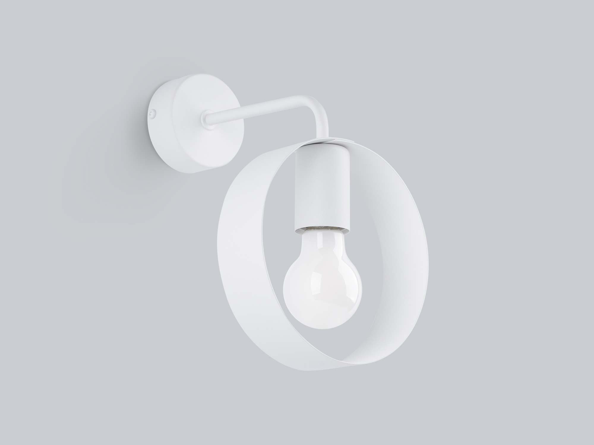 Kinkiet ścienny biały z okrągłym kloszem i widoczną żarówką Kinkiet ścienny biały z okrągłym kloszem i widoczną żarówką