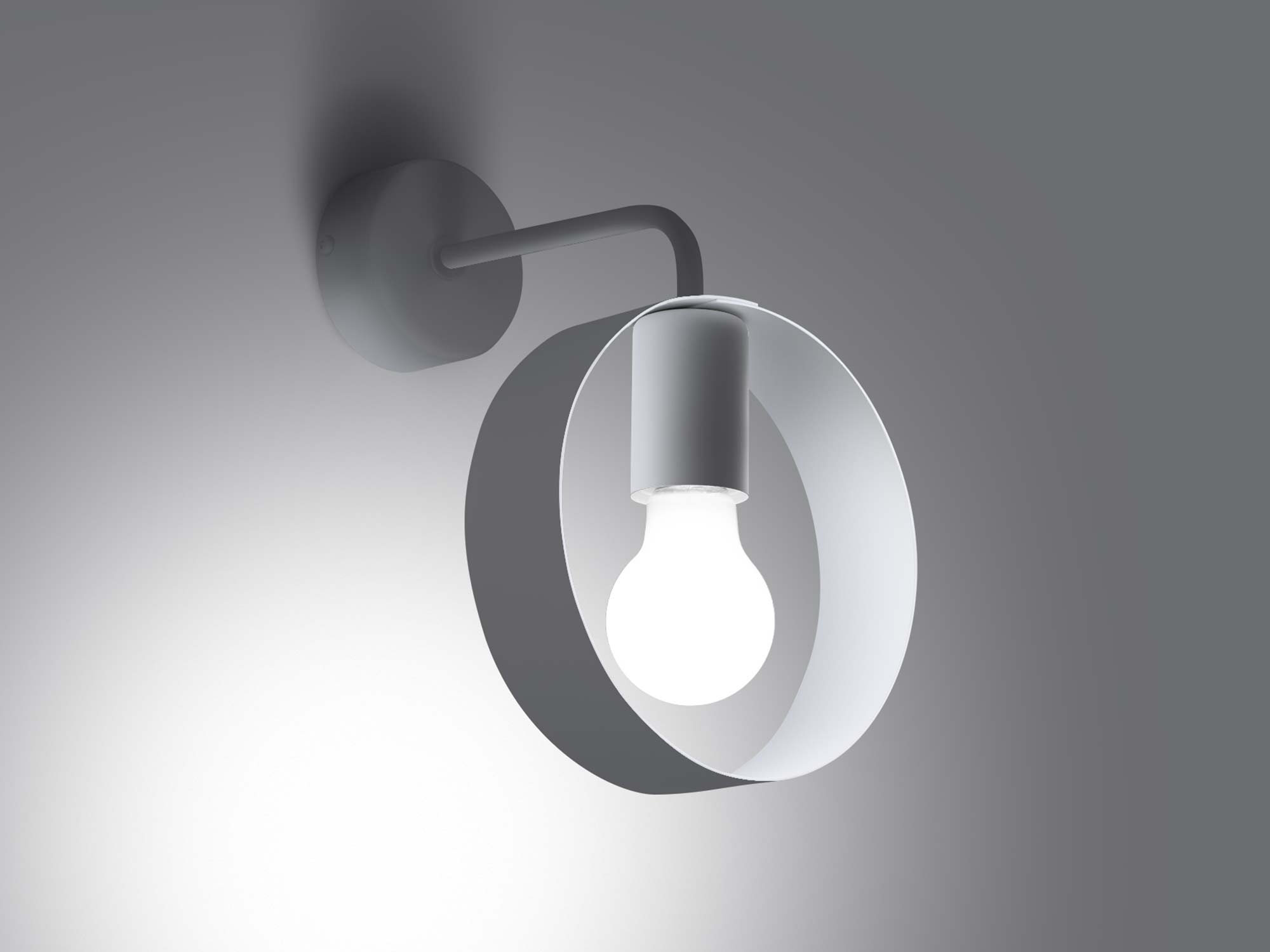 Industrialny kinkiet z białym kloszem pierścieniowym – oświetlenie punktowe Industrialny kinkiet z białym kloszem pierścieniowym – oświetlenie punktowe