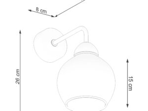 Miniaturka 6 - Rysunek techniczny kinkietu z wymiarami – 15 cm szerokości