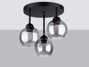 Miniaturka 1 - Trzypunktowa lampa sufitowa z przydymionym szkłem