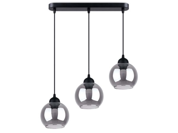 Lampa wisząca z trzema czarnymi oprawami