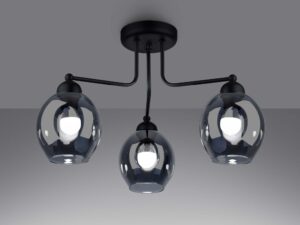Miniaturka 2 - Czarna lampa wisząca z kulistymi kloszami – styl modern classic