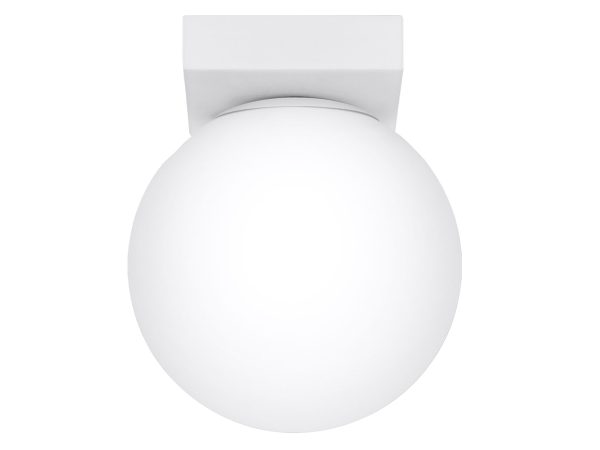 Moderne LED-Leuchte mit Kugel auf weissem Hintergrund