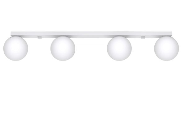 LED-Leuchtendesign mit 4 Kugeln, Schema mit Abmessungen auf weissem Hintergrund