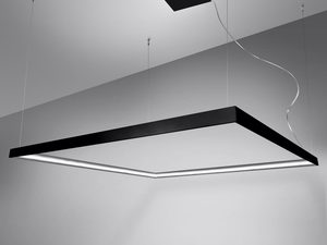 Miniaturka 8 - Czarno-biała lampa LED wisząca w minimalistycznym wnętrzu
