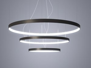 Miniaturka 8 - Lampa LED w kolorze czarnym z pierścieniami i cienkimi kablami