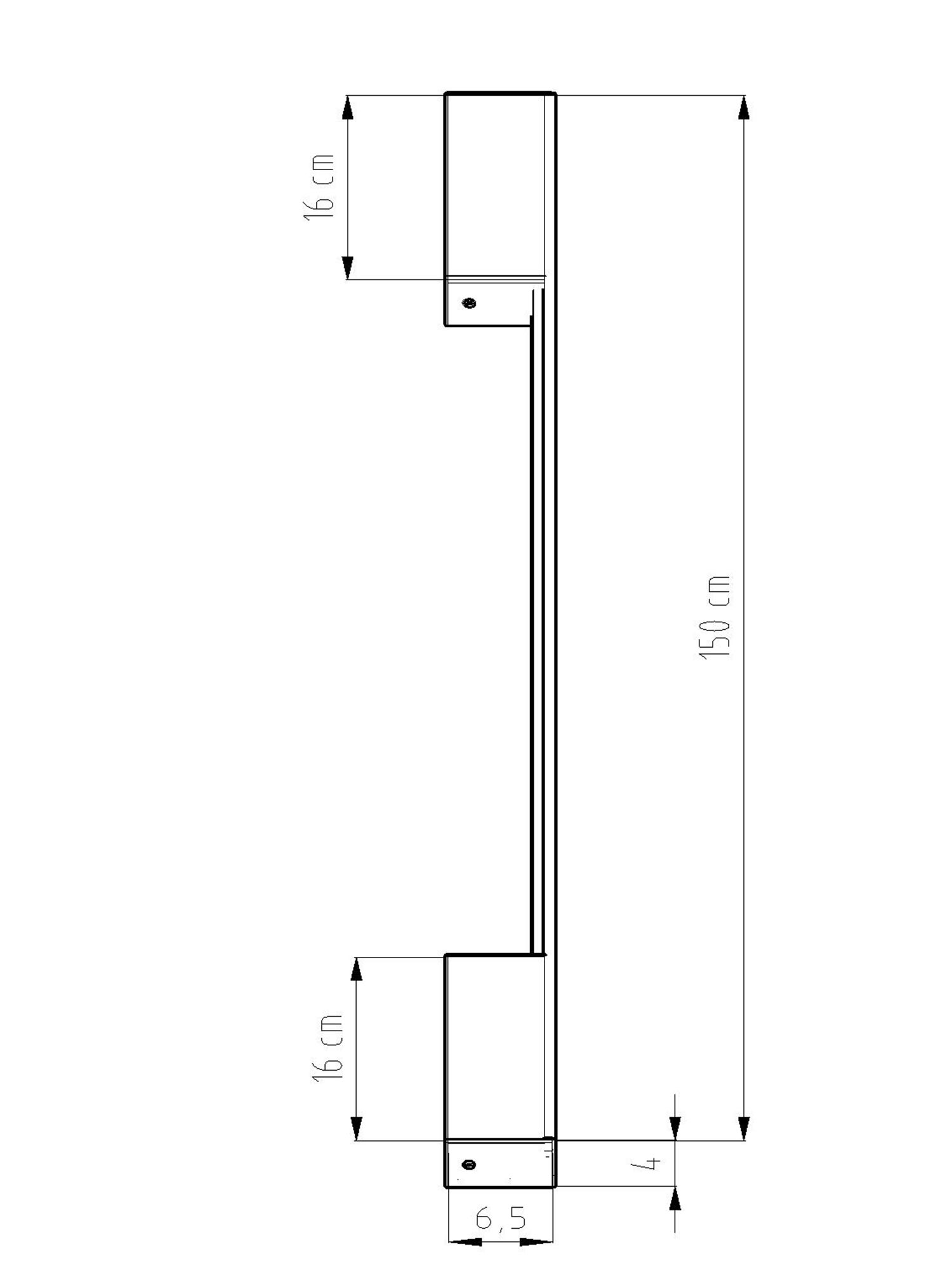 Rysunek techniczny pionowej lampy z wymiarami Rysunek techniczny pionowej lampy z wymiarami