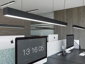 Miniaturka 10 - Open space z komputerami i lampami LED nad stanowiskami