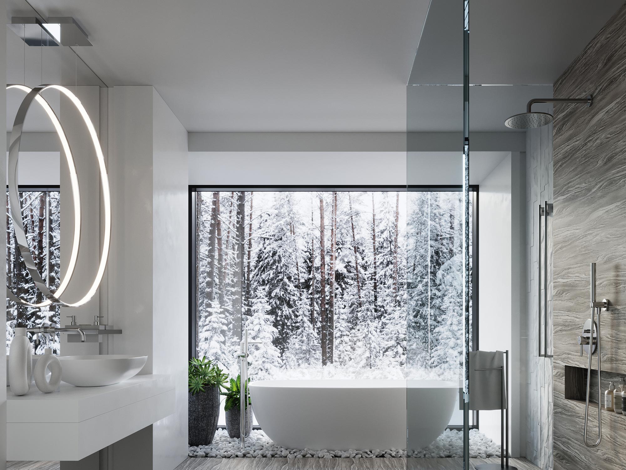 Okrągłe lustro LED do nowoczesnej łazienki, elegancki styl Okrągłe lustro LED do nowoczesnej łazienki, elegancki styl