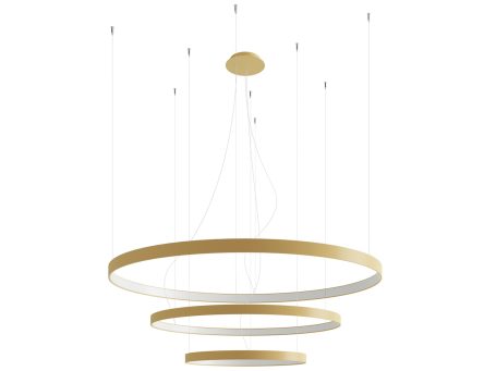 Schemat techniczny nowoczesnej lampy wiszącej z trzema pierścieniami