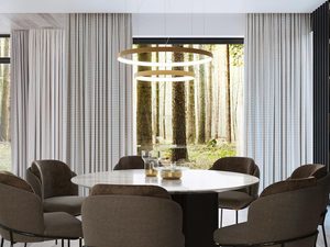 Miniaturka 5 - Elegancka jadalnia z nowoczesną lampą LED zawieszoną nad stołem