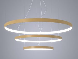 Miniaturka 2 - Nowoczesna lampa wisząca z trzema złotymi okręgami, minimalistyczny design